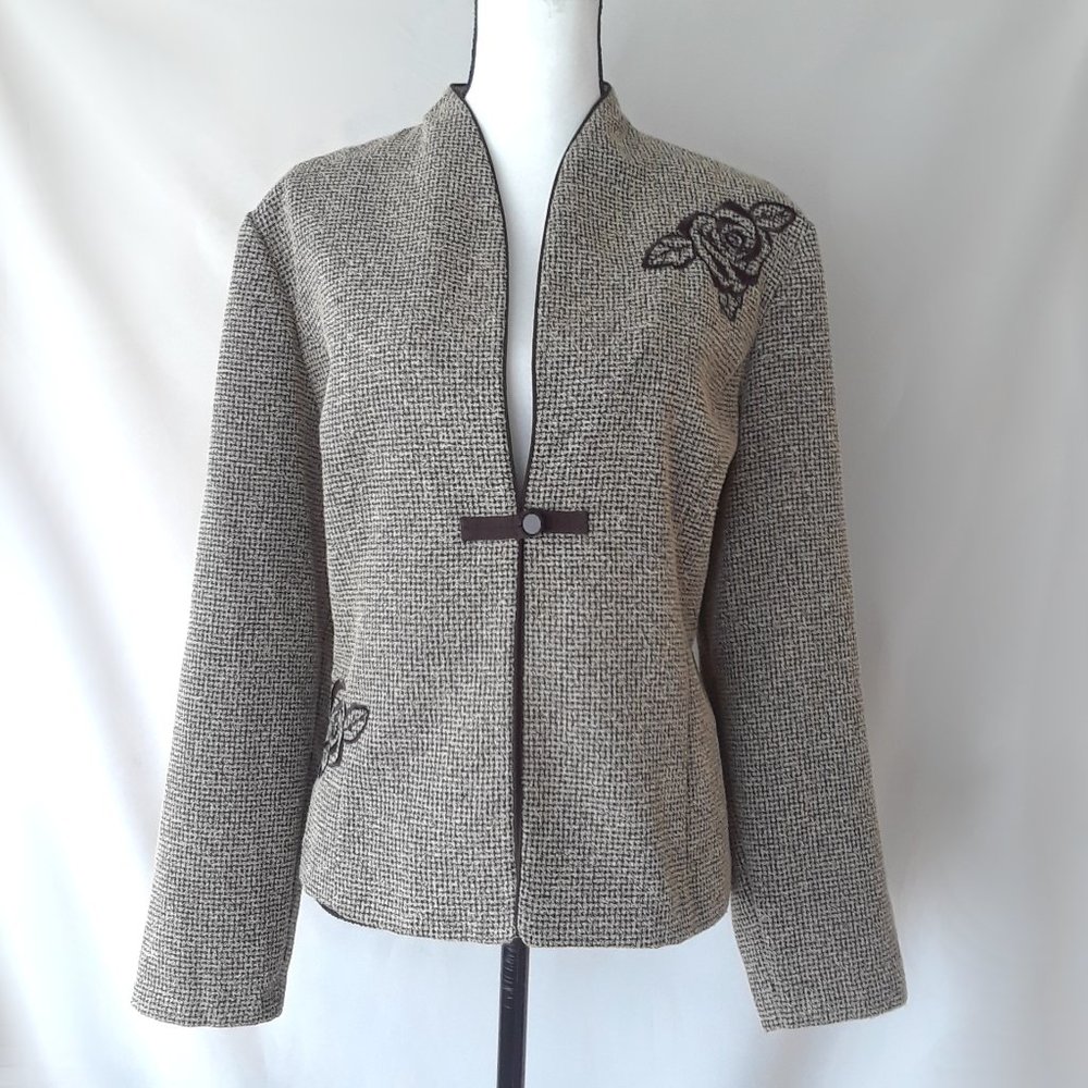 Vintage 1990s Asian Inspired Embroidered Rose Jacket